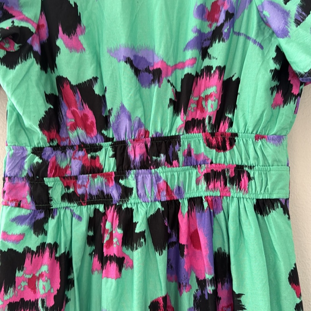 Anthropologie Mint Green Maxi Dress with Purple & Black Floral Print - Picture 5 of 16